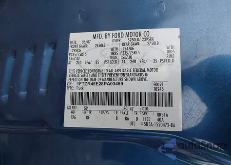 2008 Ford Ranger Fx4 Off-Road/Sport/Xlt z USA, uszkodzony, nr VIN 1FTZR45E28PA03459